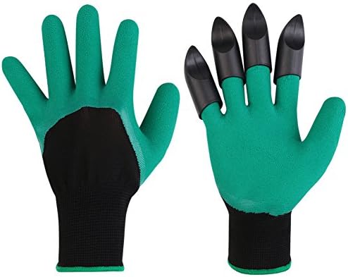 Garden Genie Gloves with Claws Waterproof for Digging Planting Rose Pruning Composting Outdoor Work (Right Hand with Claws)