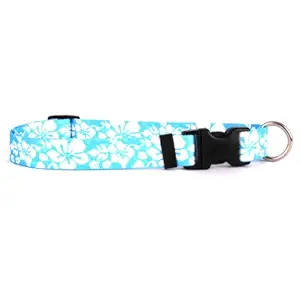 Yellow Dog Design Island Floral Blue Dog Collar Fits Neck 14 to 20