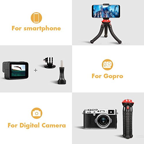 Fotopro Mini Trípode, Trípode Ligero con Bluetooth Remoto, Trípode Móvil con Pinza Universal, Soporte del Trípode para GoPro, iPhone, Xiaomi, Huawei, Samsung, Cámara Digtal