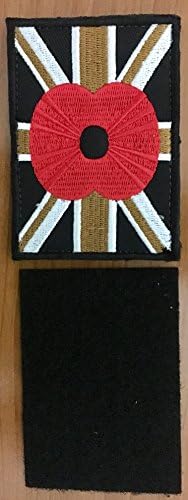 Black and Gold Union Jack Woven Embroidered Poppy Patch Male and female parts