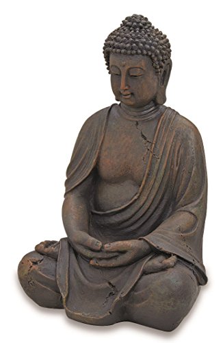 Deko-Buddha sitzend, ca. 40cm hoch in Braun | Buddha-Figur für Wohnung, Haus & Garten | Buddha-Statue, Wohnaccessoire ideal als Geschenk | Buddha-Skulptur Feng Shui Dekoration | Garten-Figur - 2