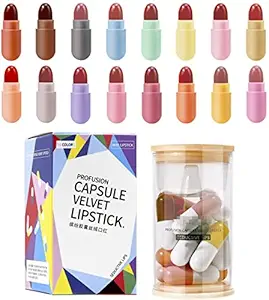 VBA 16 Colors Mini Matte Capsule Lipstick Set , Long-lasting Waterproof Swab Lipstick Makeup Gift Set,Matte Lip Gloss Set for Women Girls (Multicolour, 5 g)