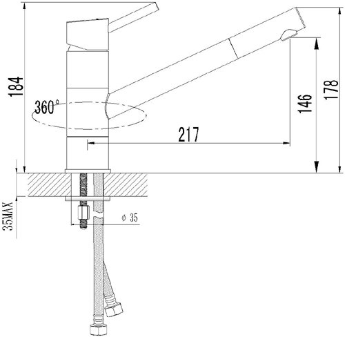 Kitchen Mixer Tap. Single Lever With Swivel Spout (56076) by Grand Taps