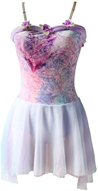Newdance Lyrical Dress Flower Bodice High Low Splicing Tutu Dancewear Princess Dress up NT027,Lavender multi,XLA