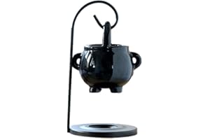 ‎ROSBERGER PFLASTER Schwebender Keramik Duftöl-Brenner Hexenkessel – Aromalampe für ätherische Öle, Ölverdampfer mit Teelichthalter – Duftlampe für Meditation, Wellness, Esoterik, Halloween, Rituale & Geschenk (Schwarz)
