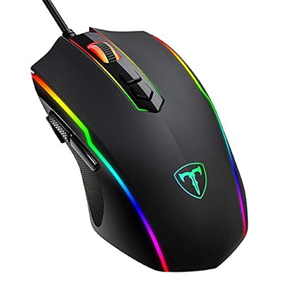 Pictek Souris Gamer RGB Filaire/Souris de Jeu 8 Boutons Programmables, 7200 DPI Réglable/Souris Gaming Ergonomique avec Fire Button Capteur Optique de Haute Précision (Version Améliorée)