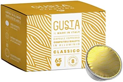 Gusta Capsule Compatibili con Sistema Bialetti, Alluminio, Gusto Classico, Box da 65 Capsule, 100% Riciclabili, Intensità 8
