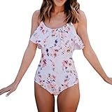 Dorical Bikini/Damen V-Ausschnitt Drucken Monokini Badeanzug Badeanzüge/Süß Beachwear Crossover Neckholder Triangel Oberteil/Sexy Valentinstag Strand Bikini Set für Frauen (Mehrfarbig,Large)