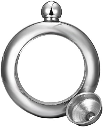 Cheng xiao 3.5oz Bracelet Bangle Flask 304 Stainless Steel Flask Funnel Set for Vodka Wine Alcohol-Silver