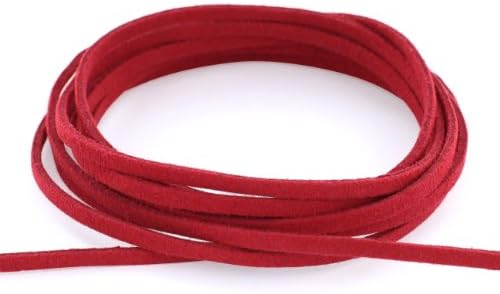 Auroris- Faux suede leather cord - flat 3 mm - length/colour selectable - variant: 2m / red