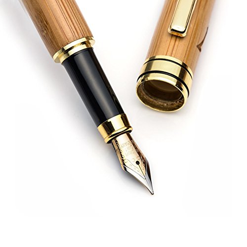 REY Vintage Füllfederhalter Handarbeit natürlicher Bambus mit passendem Bambus-Etui - 3