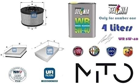 Filter Service Kit for UFI Alfa Mito 1.4 16 V 114 kW + 4 Litres Selenia Oil 5 W40