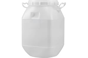 MFLCBK Barril de Plástico con Tapa Bidon Plastico Barril de Boca Ancha Bidones para Agua 50L,con Barril De Vino Fermentador Químico Industrial Resistente A Ácidos Y Álcalis(50-L)