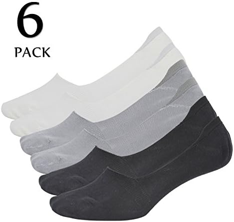 Ouvin 6 Pairs Men's Super Soft No Show Socks Low Cut Non Slip Silicone Grips (6 Pairs)