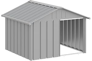 vidaXL Casa para Perros Cachorros Caseta Exterior Acero Galvanizado Gris