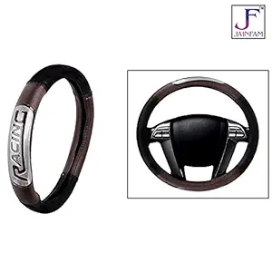 TOUCH OF MODERN Racing Black & Brown Car Steering Wheel Cover for Tata Tigor