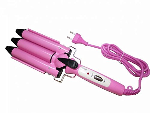 Lockenstab für Haare, mit 3 Stäben, 40 W, Profiqualität, für Locken und Wellen Maximale Temperatur 210 °C; Farbe: Rosa Modell: JUNJUN JJ-928 - 2