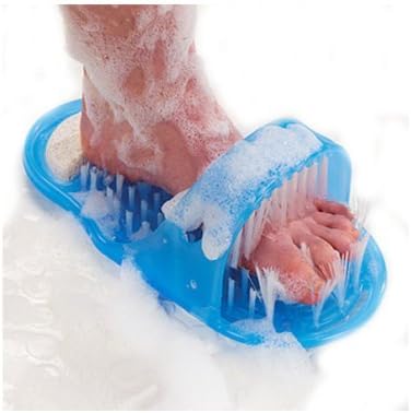 Shower Foot Feet Cleaner Scrub Scrubber Cleaner Washer Easy Exfoliating Bath Brush Pumice Stone Spa Massager (blue)