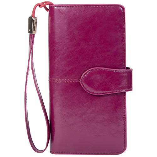 Portefeuille Femme Grande Capacite BTNEEU Porte Feuille Compagnon Femme RFID Blocage, Grand Porte Monnaie Cuir Femmes avec Chequier 26 Emplacements Cartes Portefeuilles Cuir Femme XXL (Violet)