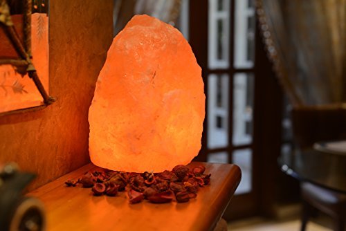 Natural Himalayan Rock Salt Lamp 6-7 lbs with Wood Base, Electric Wire & Bulb by HemingWeigh - 4