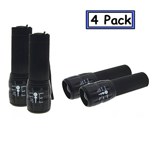 4 Stück, LED-Taschenlampe, Super Hell 150 Lumen 3-Modus Zoomable LED Taschenlampe Taschenlampe