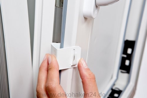 2x Fensterhaken für Gardinenstangen Vitragenstangen Weiß 12-15mm - 2