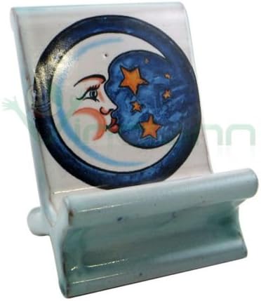 Universal support stand table Vietri Amalfi Coast ceramic Mod. Vietri Moon Art for iPhone LIGHT BLUE