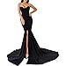 Produktbild LSAltd Frauen Sexy Tube Top Weg Von Der Schulter Asymmetrische Vordere Schlitz Drapierte Abend Party Hochzeit Maxi Kleid