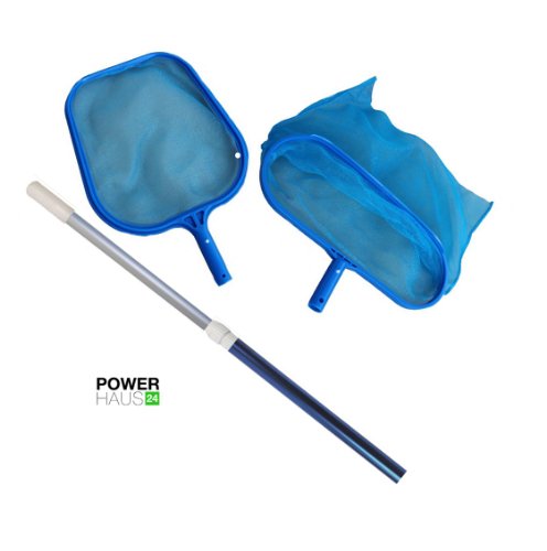 Kescher Set, Laub- und Bodenkescher plus Alu Teleskopstange Ø 3cm, zweiteilig, Stange ausziehbar bis ca.120cm, sehr stabile Ausführung, Top Qualität!