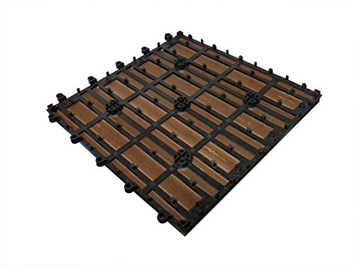 SAM® Terrassen-Fliese aus WPC Kunststoff, 11er Spar Set für 1 m², Farbe teak, Garten-Fliese mit 4 Latten, Balkon Bodenbelag mit Drainage Unterkonstruktion, Klick-Fliesen, FSC® 100% zertifiziert - 4