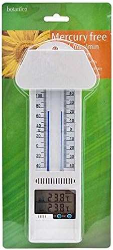 Botanico Mercury Free Digital Thermometer - Gardening Thermometers - Digital Minimum and maximum display - Digital Thermometers