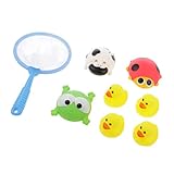MagiDeal Kinder Angelspiel, Satz Von 7 Mini Niedlichen Tier – Kuh+Frosch+Marienkäfer+Duck, Badspielzeug-Set Geschenke - 7