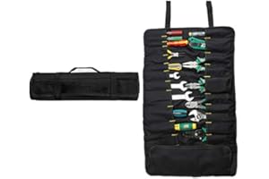 HUNTERBEE EmptyTool Roll Bag/Multi-Purpose Tool Roll Up Bag/Men Heavy Duty Pocket Canvas Wrench for Men/Tool Wrap Roll Organisers/22 Pockets Tool Bags