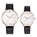 Produktbild gaddrt Uhren, 2PCS Paare Arbeiten Leder-Band-analoge Quarz-Runde Armbanduhr-Uhren um (schwarz)