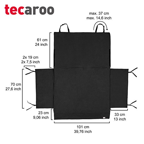 TECAROO couverture pour coffre avec protection latérale en noir | avec 2 ans de garantie satisfaction | couverture de protection pour coffre, couverture protège-coffre, matelas de coffre