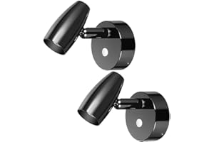 Obeaming 2 x Lampade da Lettura LED 12V Dimmerabile Girevole Spot Camper Barca Lampada da Parete da Comodino, Per Caravan Furgone Van, 12-24V DC con Caricatore USB & Luce notturna blu, Nero lucido