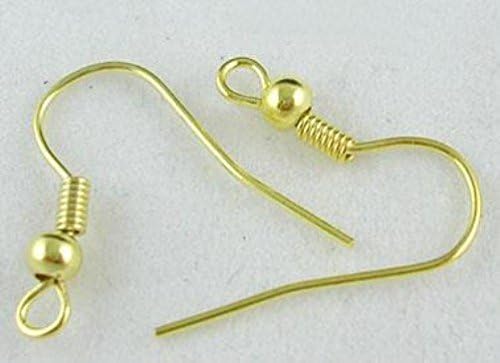 200 Gold Plated Fish Hook, Ball &amp; Spring, Earring Wires