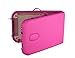FoxHunter Deluxe Portable Lightweight Massage Table Beauty Couch Therapy Bed Folded 2 Section Wooden Frame Pink with Headrest Armsupport Free Cover and Carrying Bag