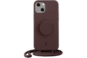 JE JUST ELEGANCE PopSockets x Just Elegance iPhone Hülle - Necklace Case - Handyhülle kompatibel mit iPhone 13 - iPhone Schutzhülle mit Abnehmbarer Kordel und Fingerhalter (Truffle)