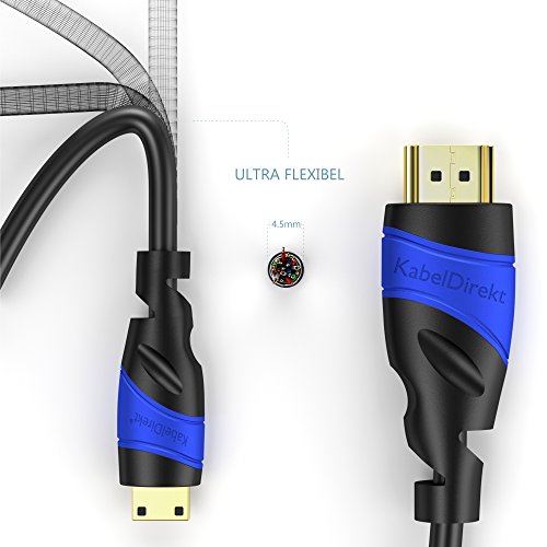 KabelDirekt 5m Mini HDMI Kabel / kompatibel mit HDMI 2.0a/b, 2.0, 1.4a (Ultra HD, 4K, 3D, Full HD, 1080p, HDR, ARC, Highspeed mit Ethernet) – FLEX Series - 3
