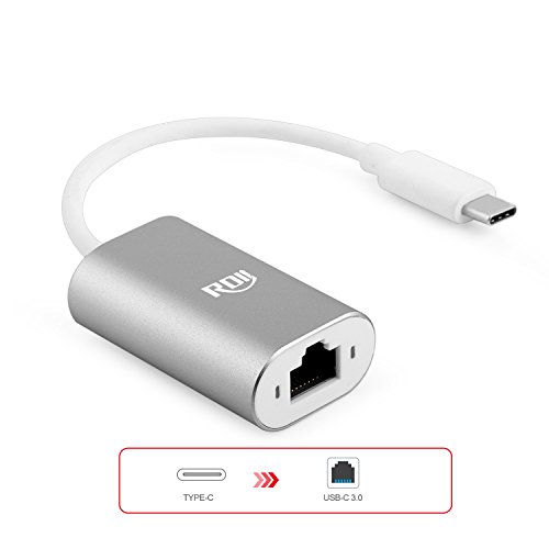 RDII USB 3.1 Typ C (USB-C & Thunderbolt 3 Port kompatibel) an RJ45 Ethernet LAN Netzwerkadapter Aluminium für Macbook / Google ChromeBook Pixel / MateBook / Lumia 950XL und andere USB-C Geräte, Silber