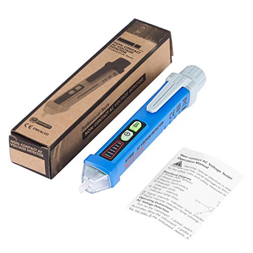 Preisvergleich Produktbild Swiftswan Klassischer berührungsloser Spannungsprüfer-Detektor-Induktionss... mit LED-Taschenlampe 12V-1000V Spannungsstift mit Alarmmodus