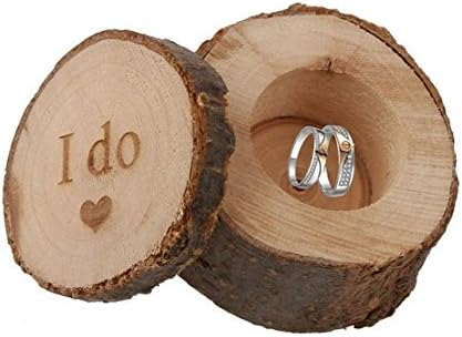 Creative Wooden Rustic Wedding Ring Bearer Box Custom Ring Box (I do)