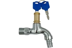 DYSTOPIAWORLD Anti-Diebstahl-Gartenarmatur mit Schlüssel, 1/2 Außengewinde, abschließbarer Wasserhahn für Wäsche und Autowäsche (2)