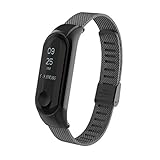 squarex für Xiaomi Mi 3 Band Milanaise Edelstahl Luxus Handgelenk Trageriemen Metall Armband, Damen, Schwarz, AS Show