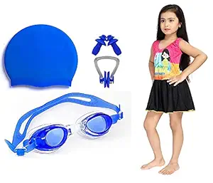 Golden Girl Girl Swimming Kit(104)-Blk Swimming Set, 8-9 Years (Blue)