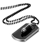 chapa militar hombre Collar militar acero inoxidable colgantes negros bisuteria Tamaño pendiente: 5cm * 2.9cm