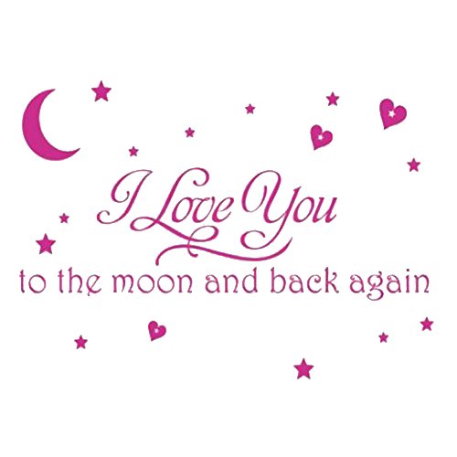 TOOGOO(R) LOVE Quotes Wall Decor Wall Art I LOVE YOU To The Moon And Back Wall Sayings Quotes Easy Apply Wall Sticker Wall Art for Children Bedroom Baby Nursery Home Decor-pink