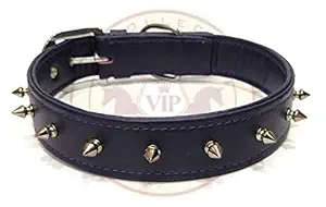 VIP Collection Premium Stylish Synthetic Dog Collar(Small, Navy Blue Spike)