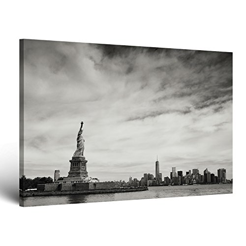 !!! SENSATIONSPREIS !!! ge-Bildet® Bild auf Leinwand MIT SOMMER RABATT fast kostenlos „Freiheitsstatue in New York – Schwarz Weiß“ Stadtbild Städtebild – 30×20 cm einteilig – direkt vom Hersteller aus Deutschland – Made in Germany - 3